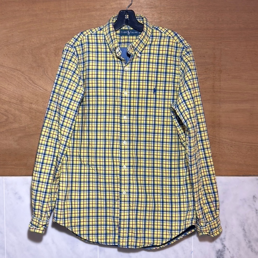 😊Ralph Lauren Men's Multi Color Double Lined Plaid Button-Down Shirt M